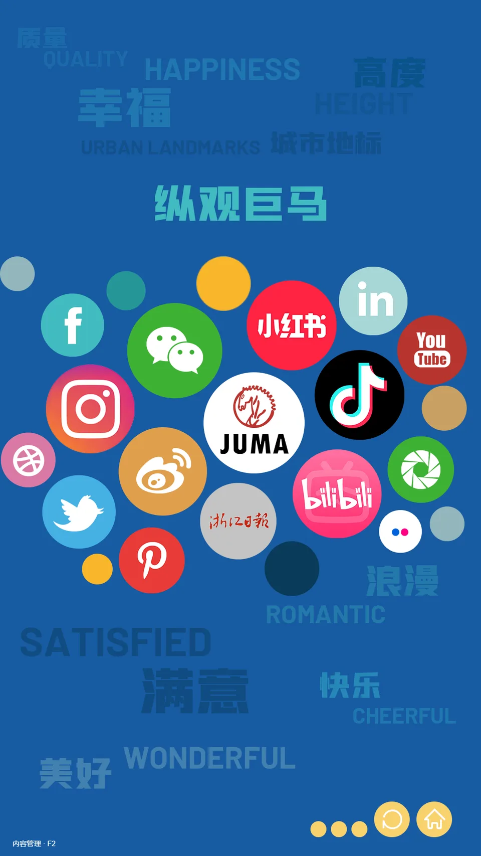 展示首页：通过栏目组织产品与项目内容，支持触控浏览。